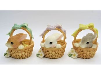 Enesco Corp. Pricilla Hillman Bunny In Basket Figurines - Set Of 3