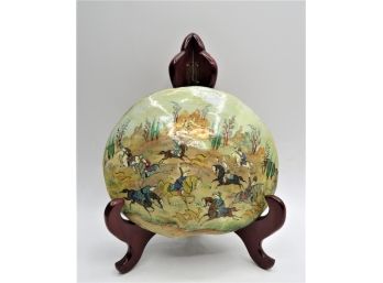 Hand Painted Sea Shell With Stand - Persians Playing Polo