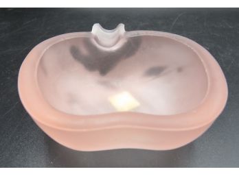 Vintage Cristallin Italy Frosted Pink Glass Ashtray
