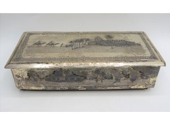 Silver Plated & Wood Footed Box With Lid