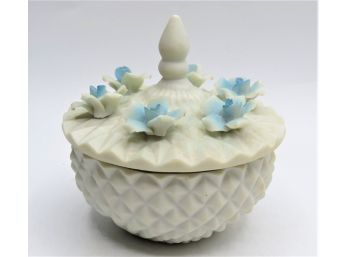 Candle Jar With Blue Flowers