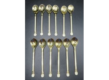 Stainless Steel & Enamel Spoons - Set Of 12