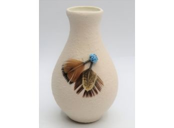 Ceramic Vase With Feather Accent