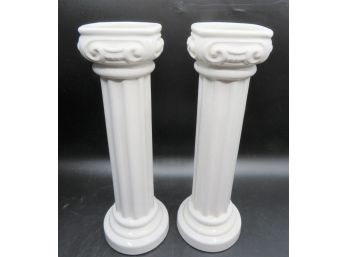 Bellini Pillar Column Shaped Vases - Made In Italy - Set Of 2