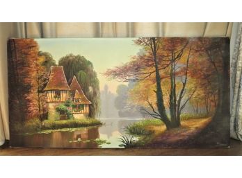 R. Sambirt Cottage On Water Painting On Canvas