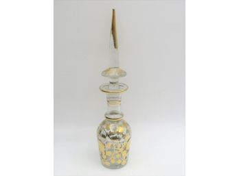 Perfume Bottle  With Gold-tone Accent & Stopper