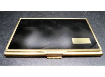 Business Card Holder Black/gold-tone  With Fabric Pouch