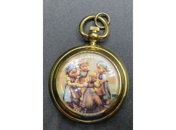 MJ Hummel  'Ring Around The Rosie'  Gold Plated Pocket Watch With Original Pouch