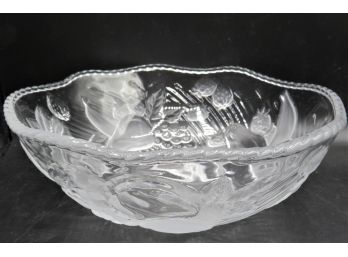 Frosted Glass Fruit Motif Serving Bowl