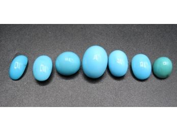 Turquoise Oval Stones - From Iran - Set Of 7