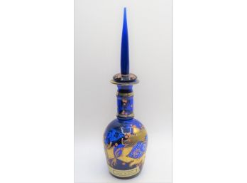 Persian Blue Glass Painted Perfume Bottle - Made Iran
