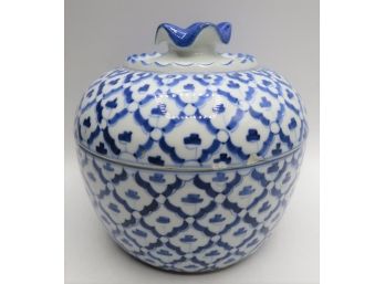 Blue/white Ceramic Jar With Lid