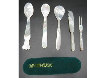 Mother Of Pearl Caviar/Butter/Jelly Knives & Spoons - Set Of 5