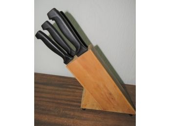 IKEA Knife Set In Wood Block - 5 Knives