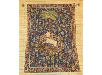 Gobleys Tapestry With Unicorn Print & Rod - Made In France