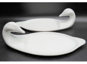 France Apilco Porcelaine Swan Dishes - Set Of 2