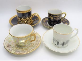 Limoges Porcelaine Teacups & Saucers - Assorted Set Of 4