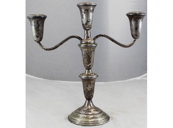 Pair Of Empire Silver Weighted Candelabras - Convertible 10.5' X 10.5' (096)