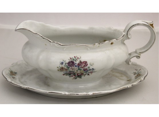 Crown Bavaria Bouquet Gravy Bowl W/Saucer Made In Germany (lot 064)