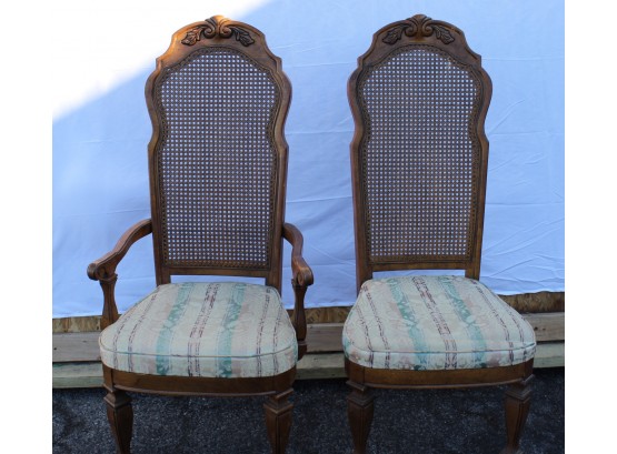 Set Of 6 Cane High Back Dining Room Chairs (lot027)