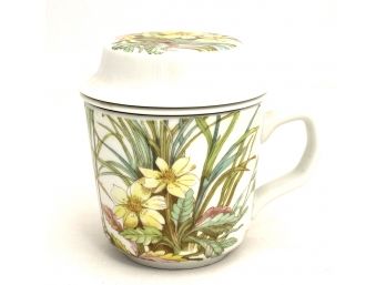 Pillivuyt Porcelain Virginie Covered Tea Cup With Infuser Made In France (lot070)