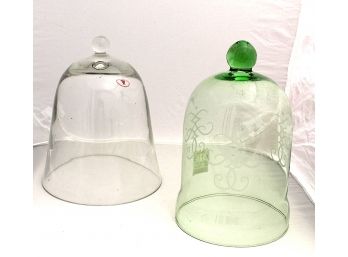 Clear Glass Cake Dome Made In Romania / Home Goods Green Glass Cake Dome (lot073)