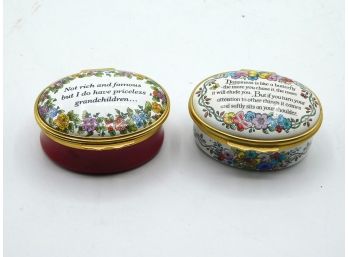 Halcyon Days Hinged Trinket Box Lot Of 2 Made In Bilston England