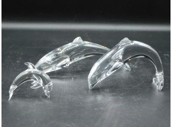 Baccarat Crystal Dolphin Set Lot Of 3