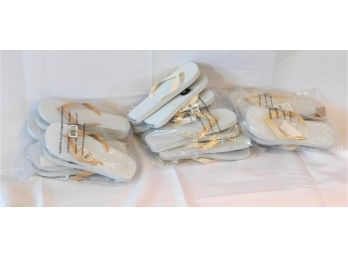 Woman's Flip Flops White Lot Of 12 Pairs Size 9-10