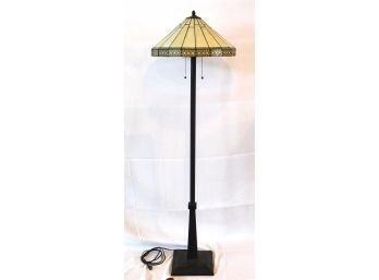 Tiffany Style Roman Floor Lamp Stained Glass Shade Dual Bulb