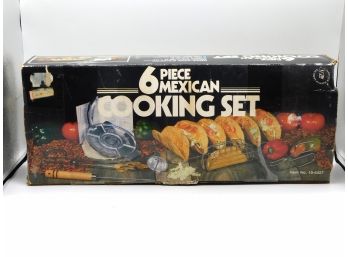 6pc Mexican Cooking Set Cast Aluminum Tortilla Press Taco Fryer Tongs Recipe Book