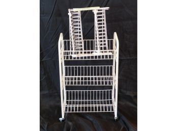 3 Tier Wire Rolling Storage Rack & Wire Hanging Baskets Lot Of 4