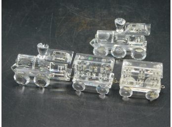 Swarovski Crystal Figurine Train Set Lot Of 4pcs