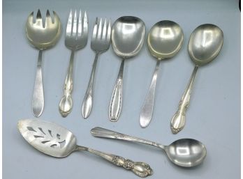 Rogers Brothers Vintage Serving Spoons & Knives Lot Of 8pcs