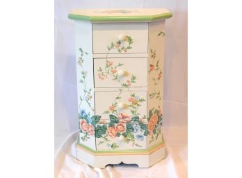 Floral Wood Cabinet W/ 4 Draws