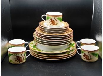 American Atelier MONKEY 5029 Complete Porcelain Dish Set Lot Of 21pcs SET #3