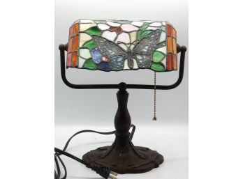 Tiffany Style Butterfly Motif Stained Glass Table Lamp