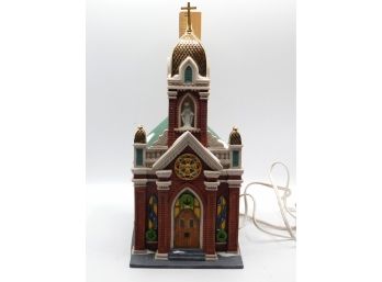 Heritage Village Collection Christmas In The City 'HOLY NAME CHURCH' Hand Painted Porcelain W/ Box