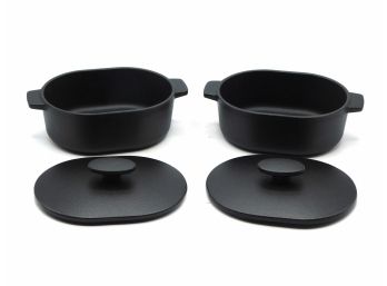 Hotel Collection Cookware Set Of 2 Enameled Cast Iron Oval Cocottes 0.47qt