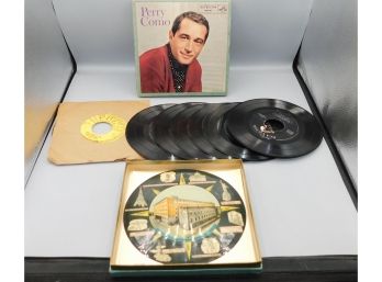 Vintage RCA Victor Perry Como Record Box With Assorted Records