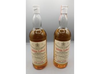 'white Label' Dewars Scotch Whiskey One Liter - Sealed - 2 Total