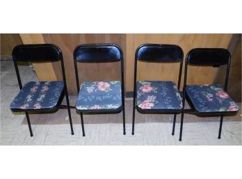 Samsonite Metal Folding Chairs With Floral Pattern - 4 Total