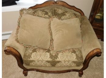Bernhardt Solid Wood Microsuede Club Chair With Set Of Throw Pillows
