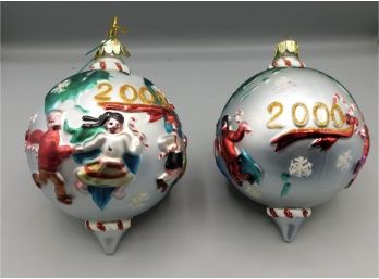 Christmas Theme '2000' Tree Ornaments - Set Of Two