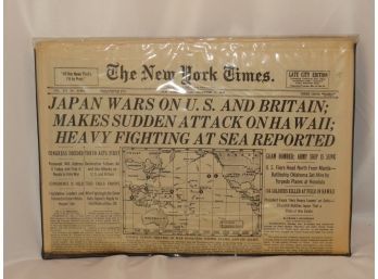 The New York Times, December 8th 1941 Commemorative Issue 'WWII Japan Attacks Pearl Harbor'