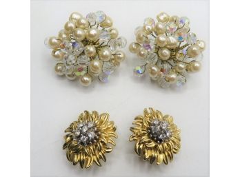 Costume Jewelry Clip-on Earrings With Beads - Assorted Set Of 2 Pairs