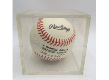 Pete Rose Autograph Signed Rawlings Official Ball National League In Plastic Case