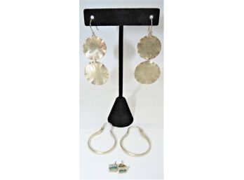Sterling Silver Earrings - Assorted Set Of 3 Pairs