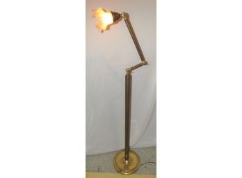 Brass Floor Lamp With Frosted Glass Shade