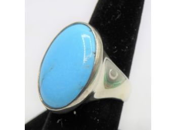 Sterling Silver Turquoise Ring - Size 8